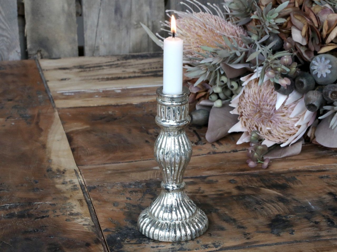 Chic Antique Französischer Kerzenständer Antik Silber Preview Image