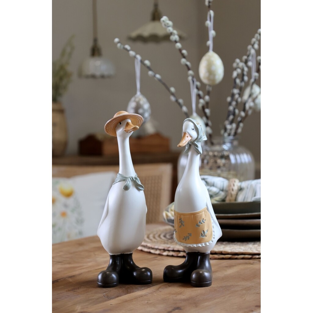 Deko Gänse Set mit Schal & Hut