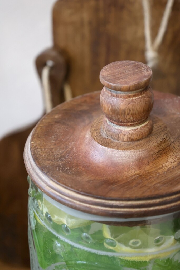 Chic Antique Getränkespender Glas & Mangoholz