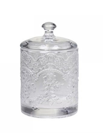 Chic Antique Glas Behälter mit Muster und Deckel