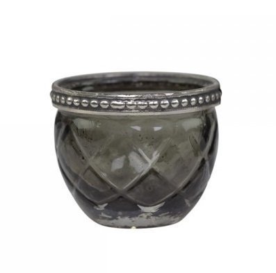 Chic Antique Glas Teelichthalter mit Perlenkante