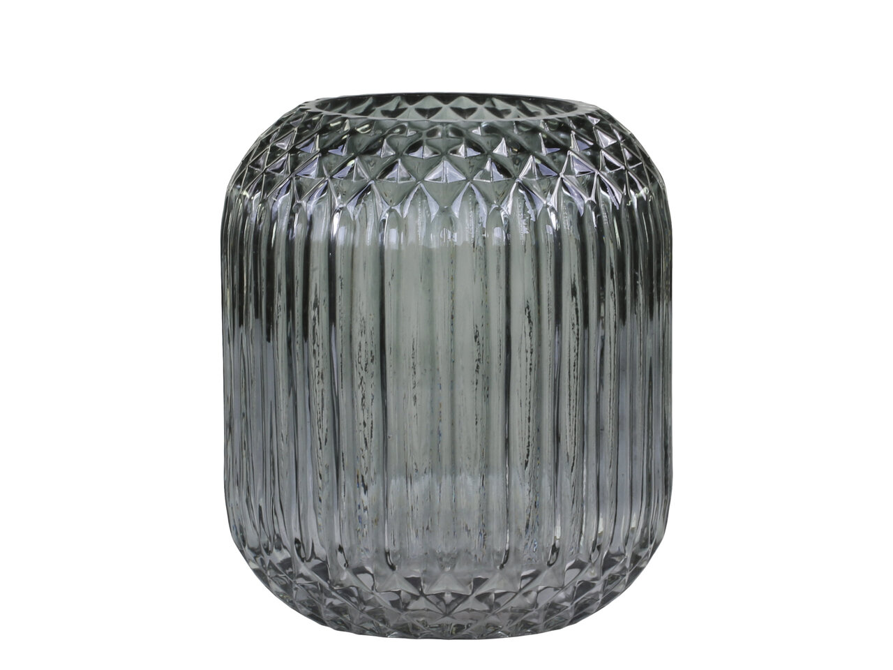Glasvase kariert mit Rillen