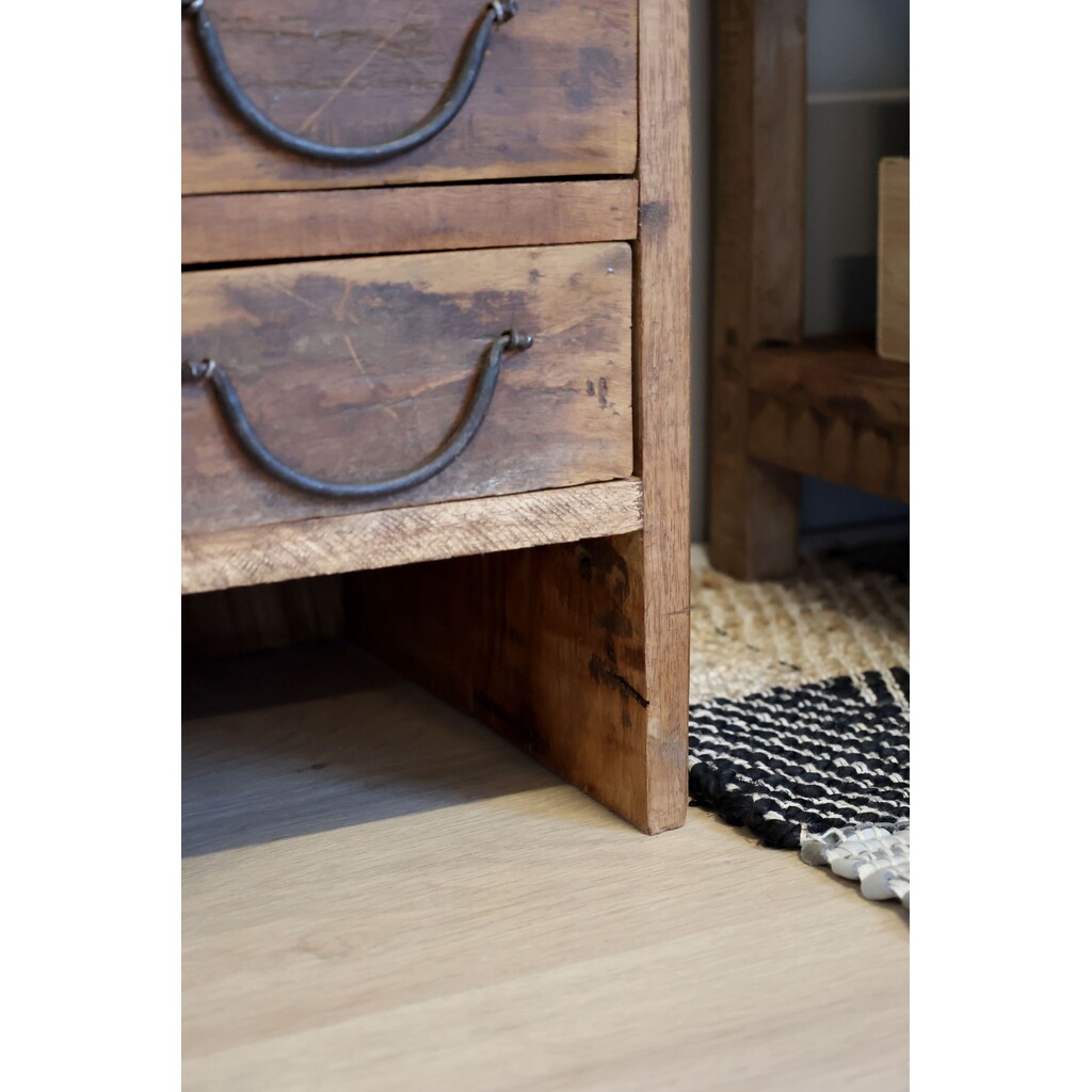 Chic Antique Grimaud Schmale Vintage Kommode mit 8 Schubladen | Recyclingholz