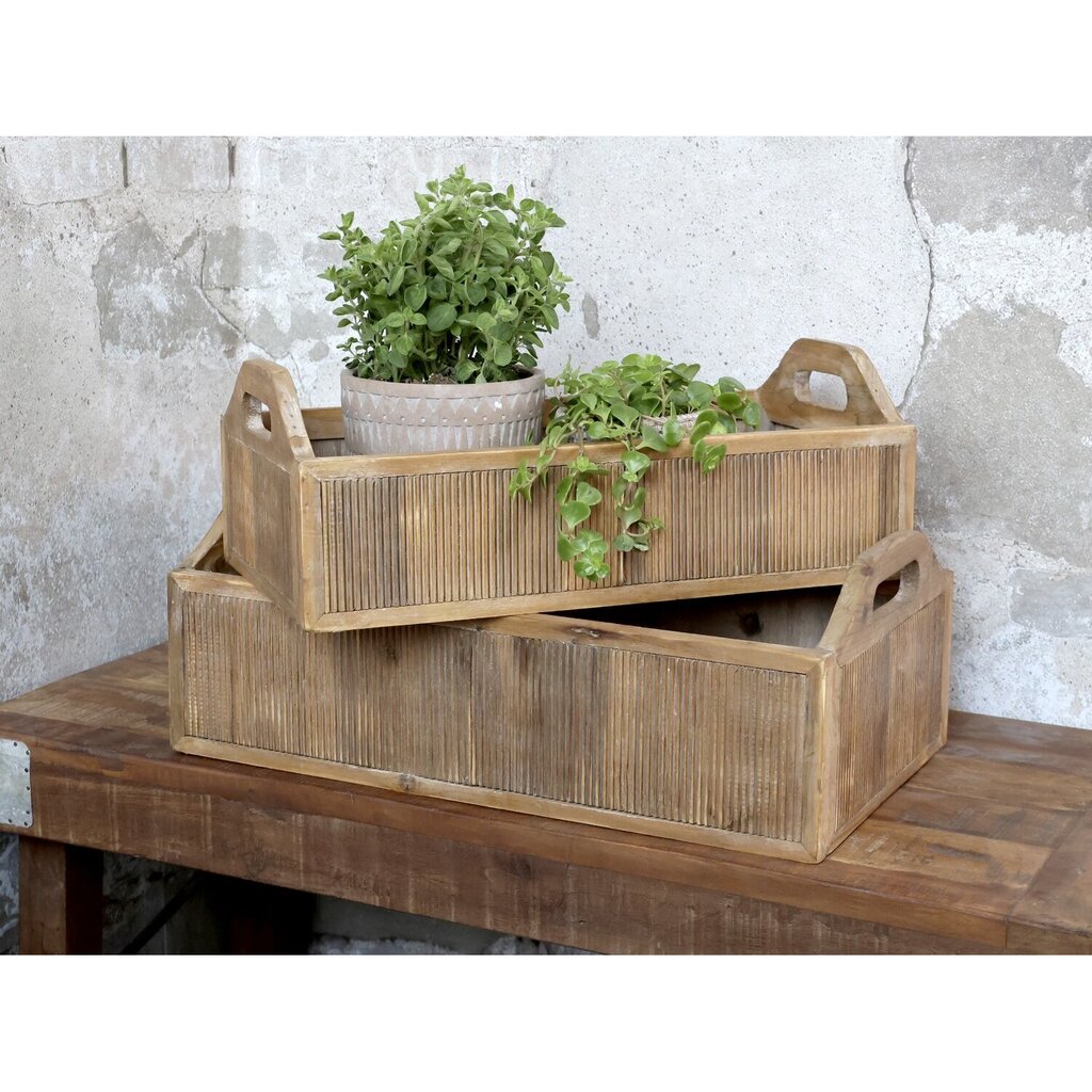 Holz Kasten mit Henkel 2er Set