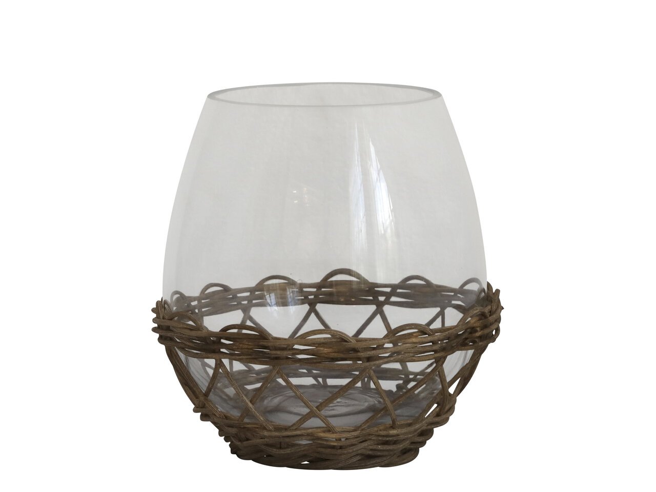 Hurricane Windlicht mit Flechtkorb