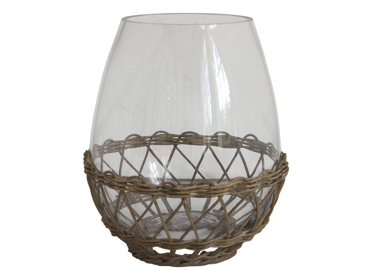 Hurricane Windlicht mit Flechtkorb