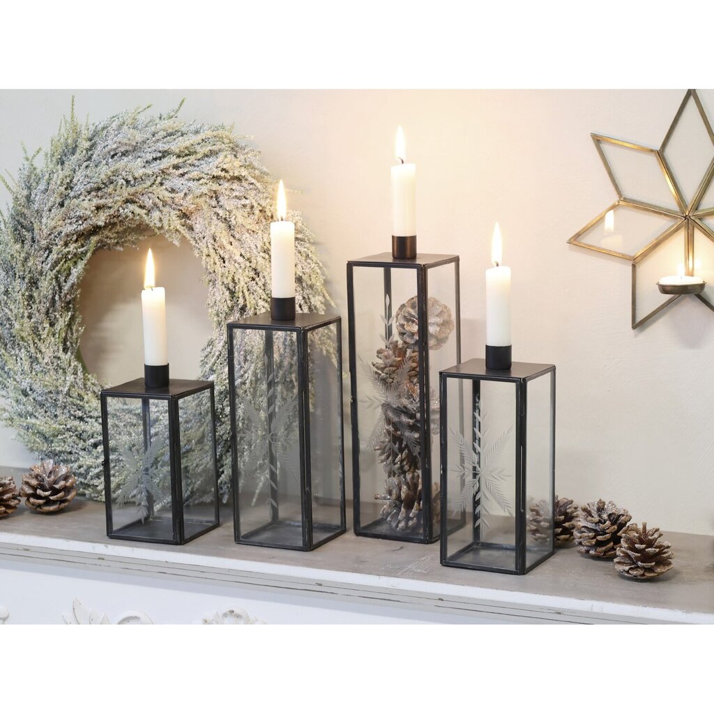 Kerzenständer Glas und Metall mit Schliff