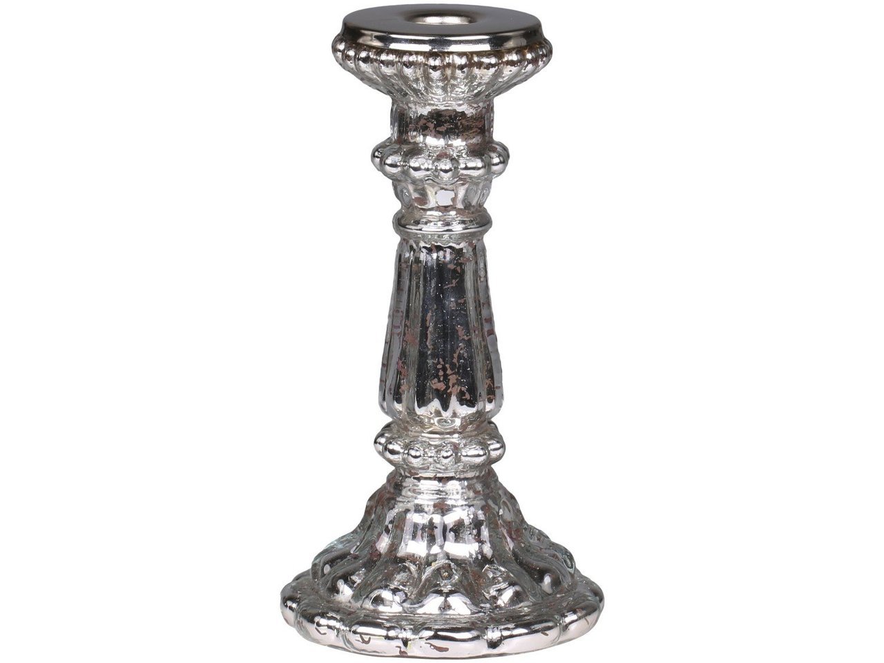 Chic Antique Kerzenständer mit Perlenrand Antik Silber Preview Image