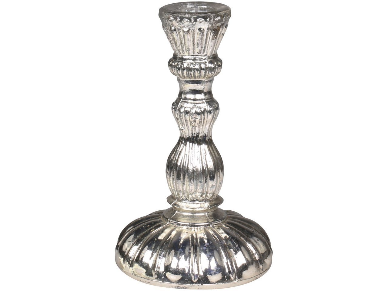 Chic Antique Kerzenständer mit Rillen Antik Silber Preview Image