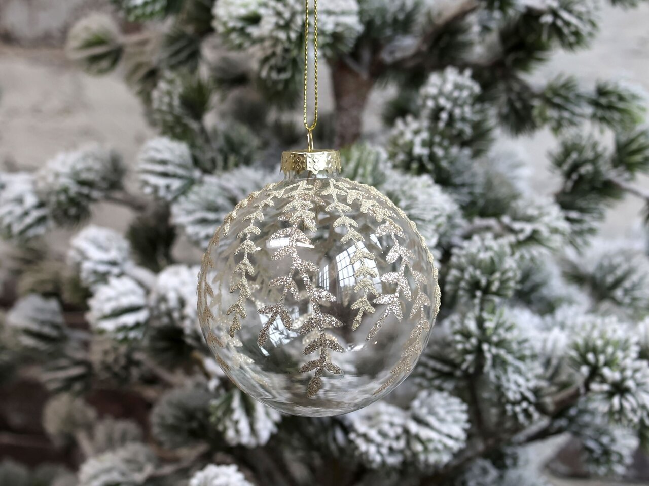 Chic Antique Klare Weihnachtskugel mit Glitzer online kaufen bei SKANDEKO (Ansicht 2)