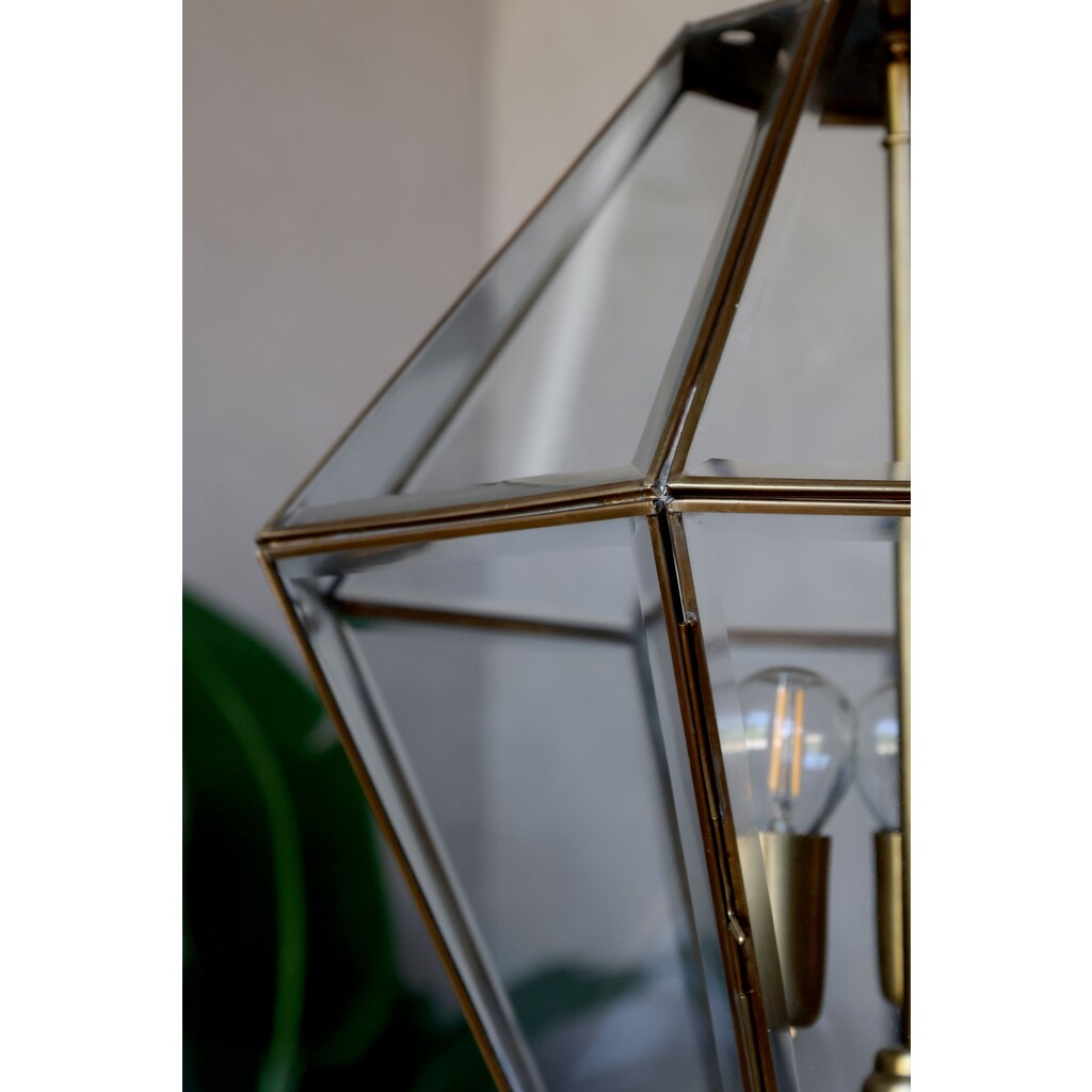 Kronleuchter Antik Messing mit Glas