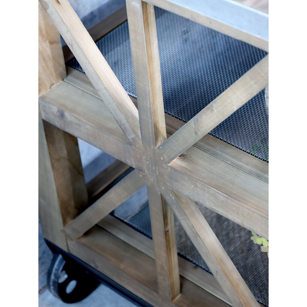 Kücheninsel auf Rädern mit Zinktop und Regalen