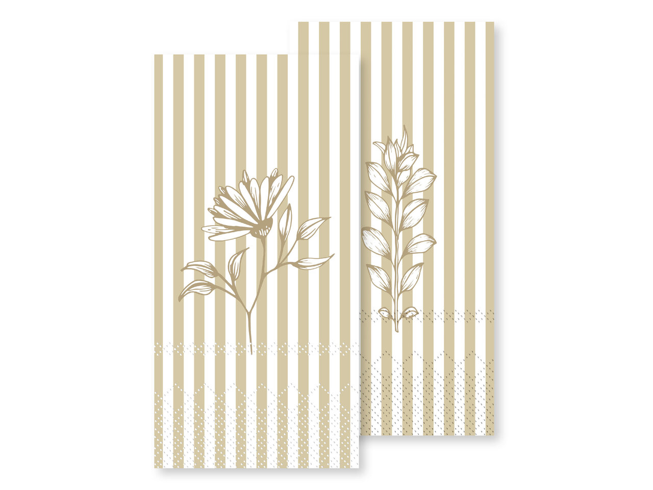 Längliche Serviette mit Streifen & Blumen