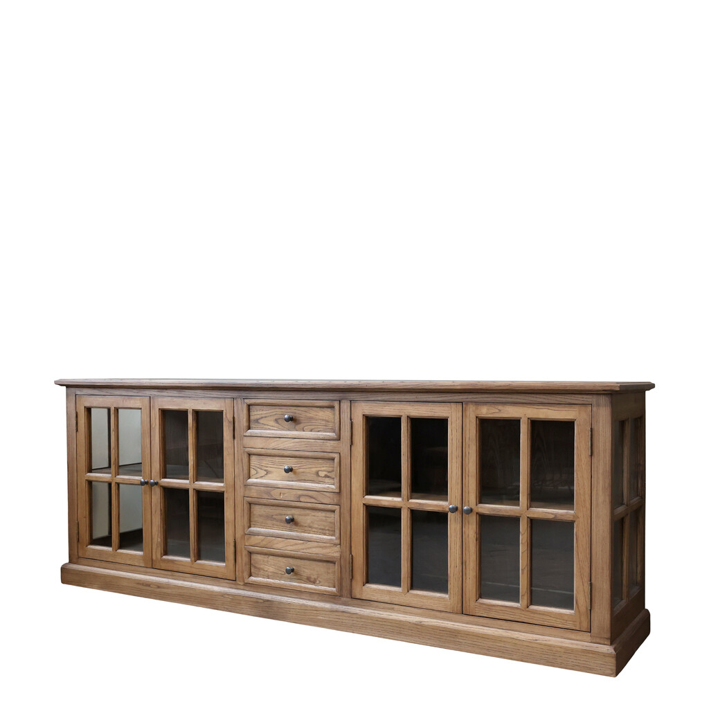 Landhaus Vitrinenschrank Marseille mit 4 Türen und 4 Schubladen