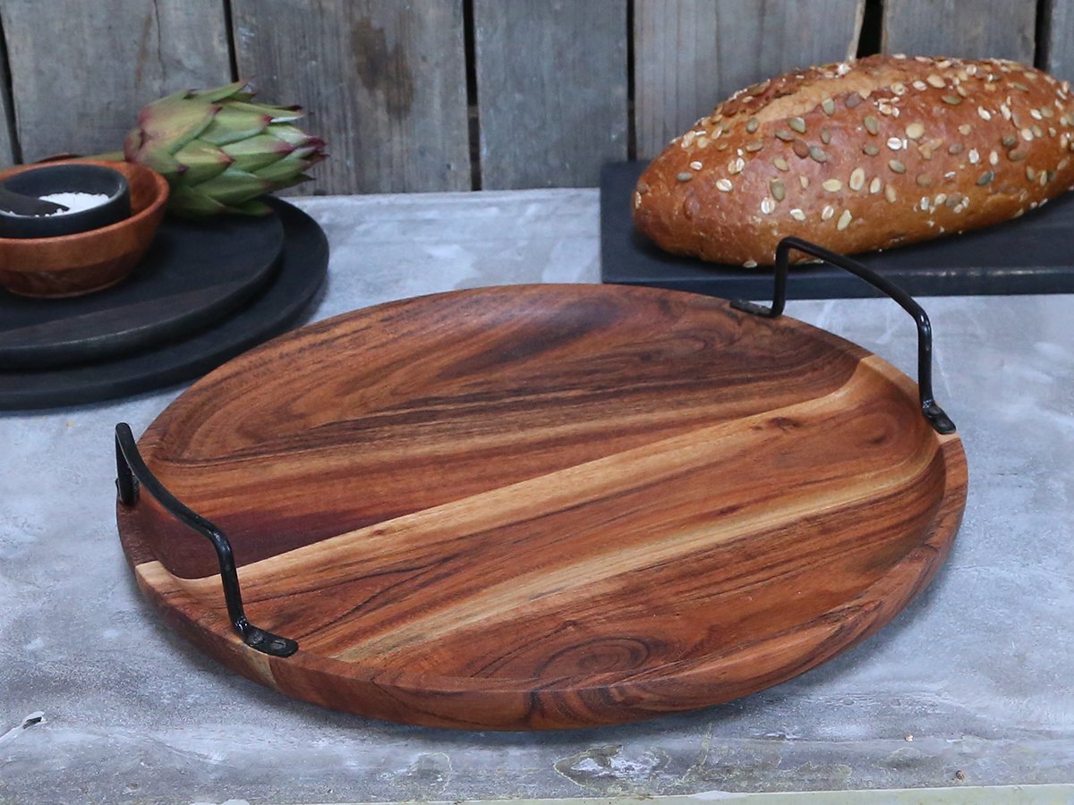 Impressionen zu Chic Antique Laon Tapastablett aus Akazienholz mit Eisengriff, Bild 1