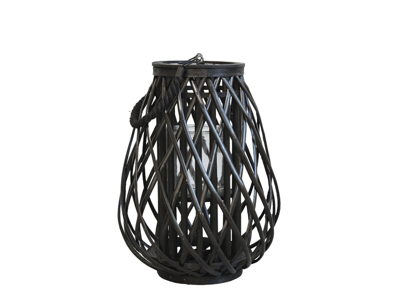 Laterne geflochten schwarz