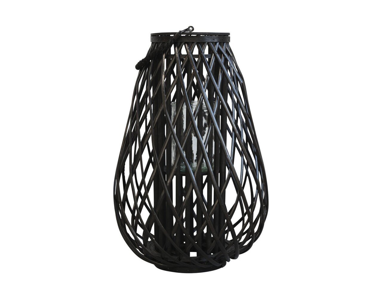 Laterne geflochten schwarz