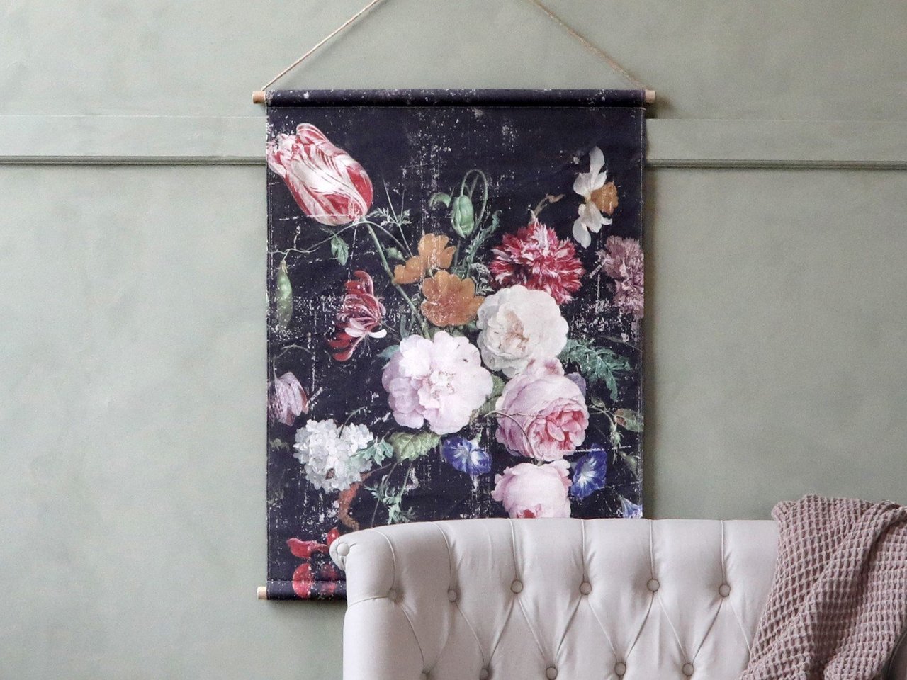 Chic Antique Leinwand zum Aufhängen mit französischem Blumendruck Preview Image
