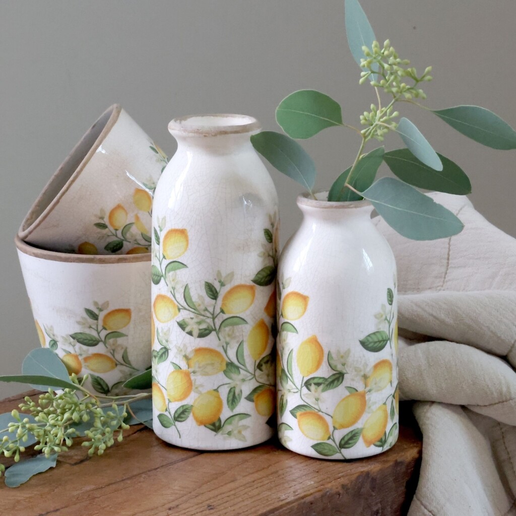 Chic Antique Keramikflasche Limone Blossom