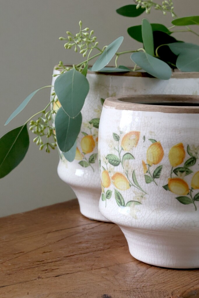 Chic Antique Übertopf Limone Blossom – Vintage Keramik mit Zitronen & Blumen
