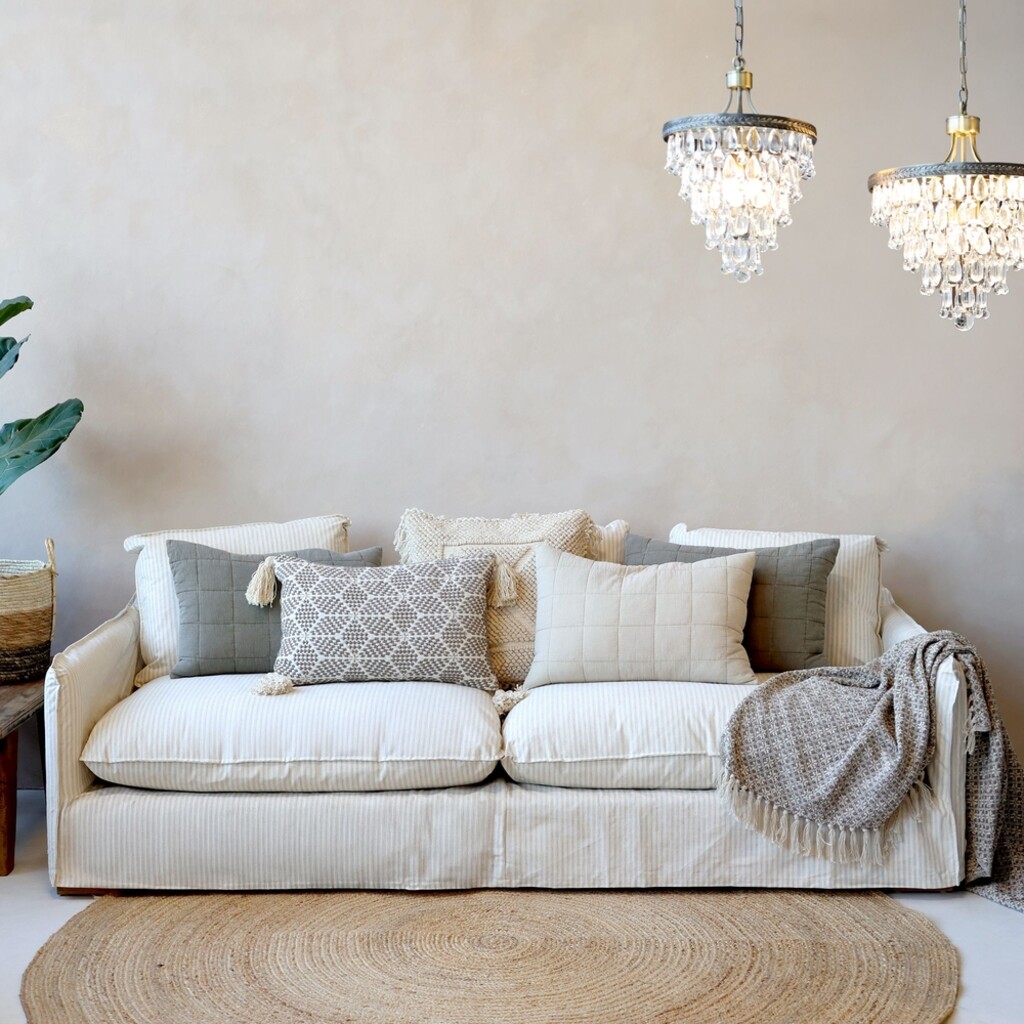 Chic Antique Malo Leinensofa mit 5 Kissen – Französischer Landhausstil online kaufen bei SKANDEKO (Ansicht 2)