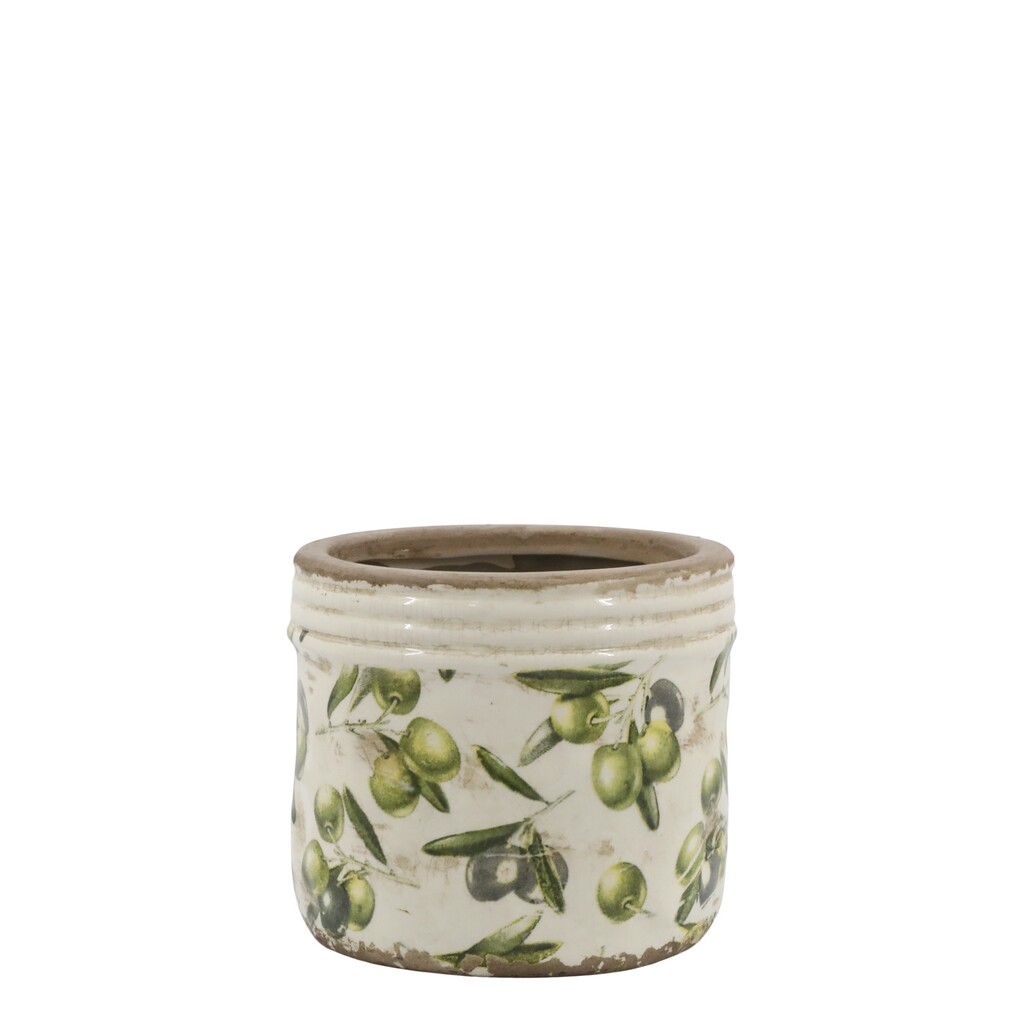 Chic Antique Olive Übertopf mit Rand, Olivenmuster Preview Image