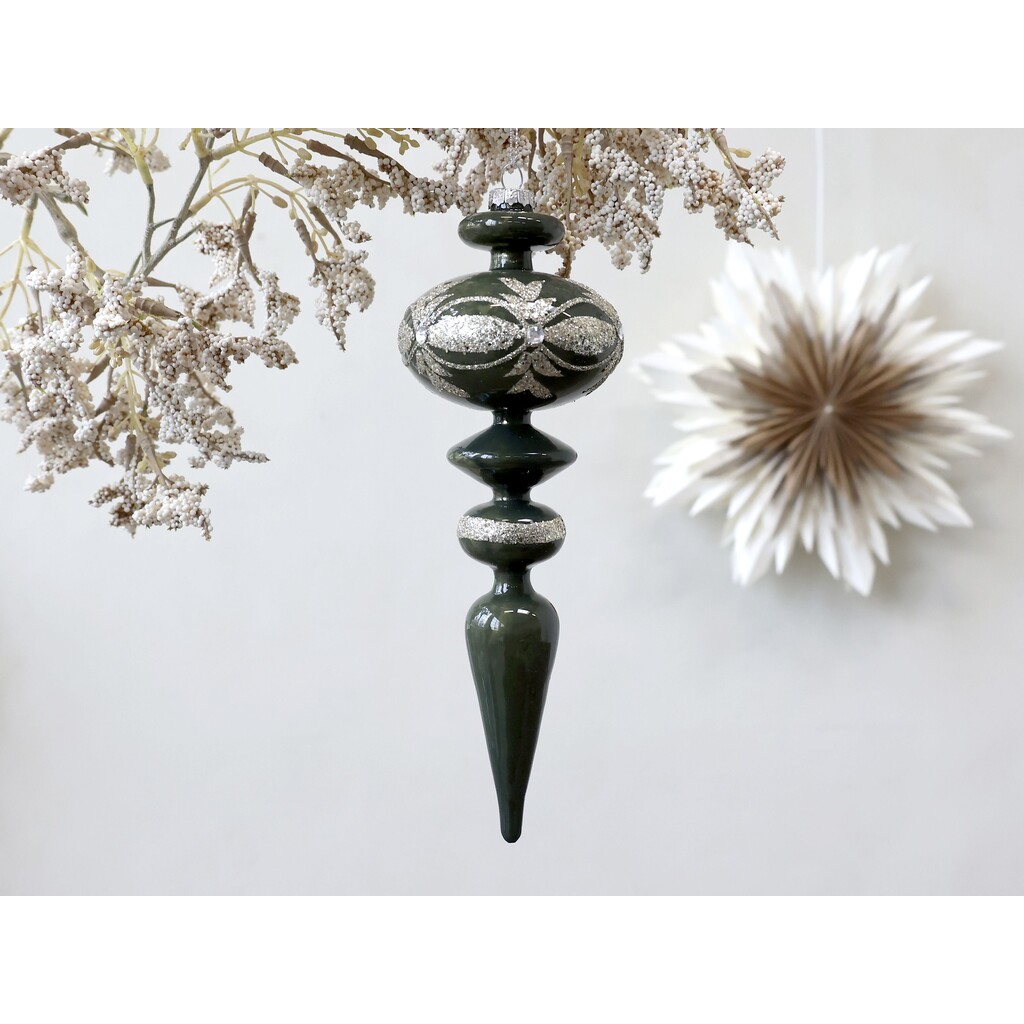 Ornament aus Glas mit Glitzer