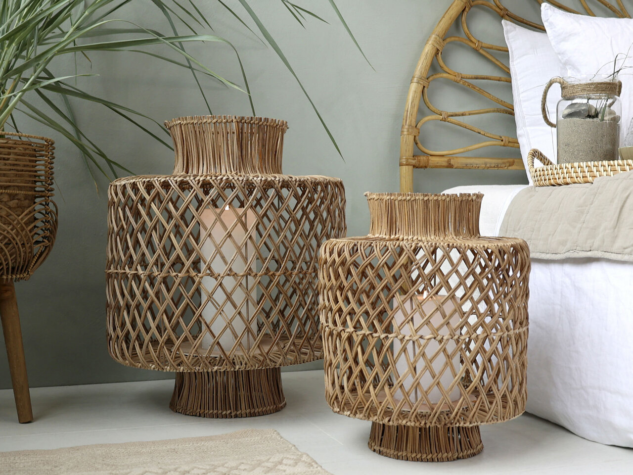 Rattan Laterne geflochten