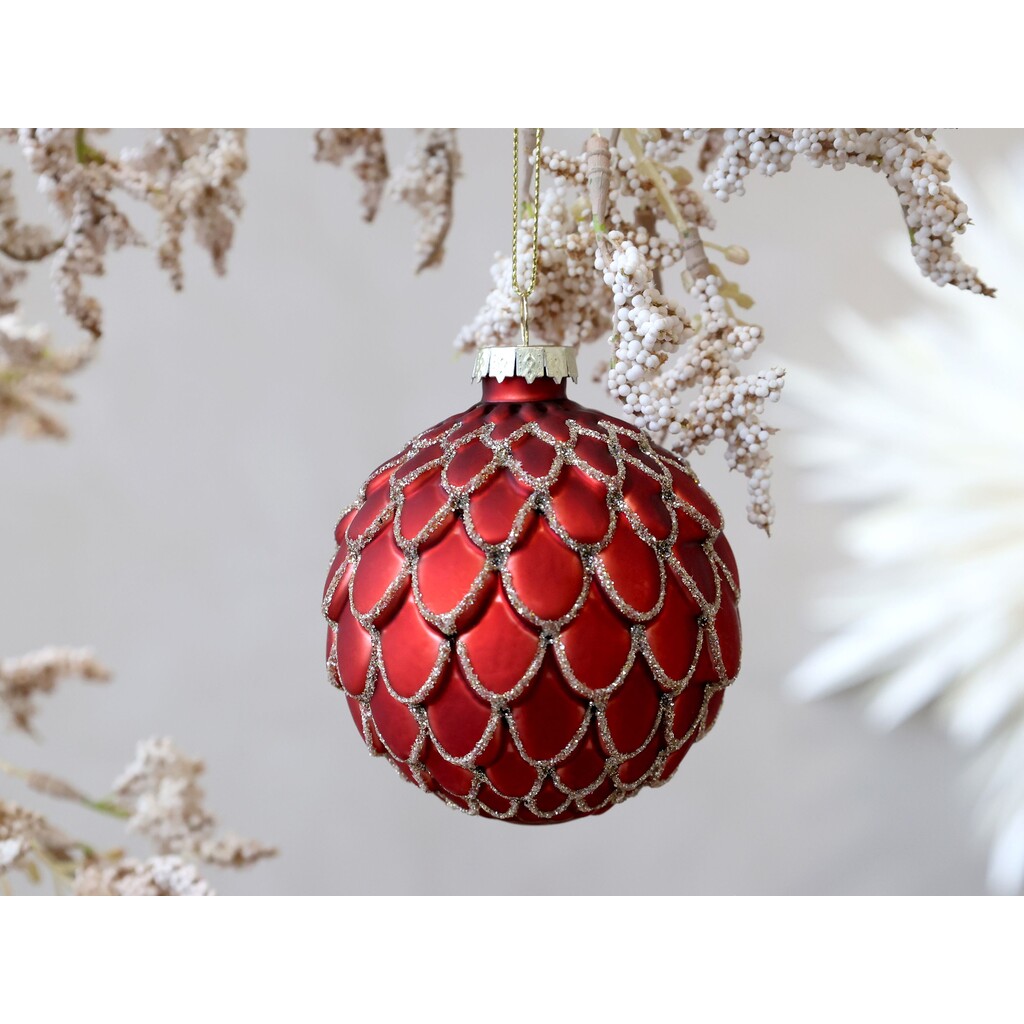 Rote Weihnachtskugel aus Glas