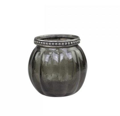 Chic Antique Runder Glas Teelichthalter mit Perlenkante