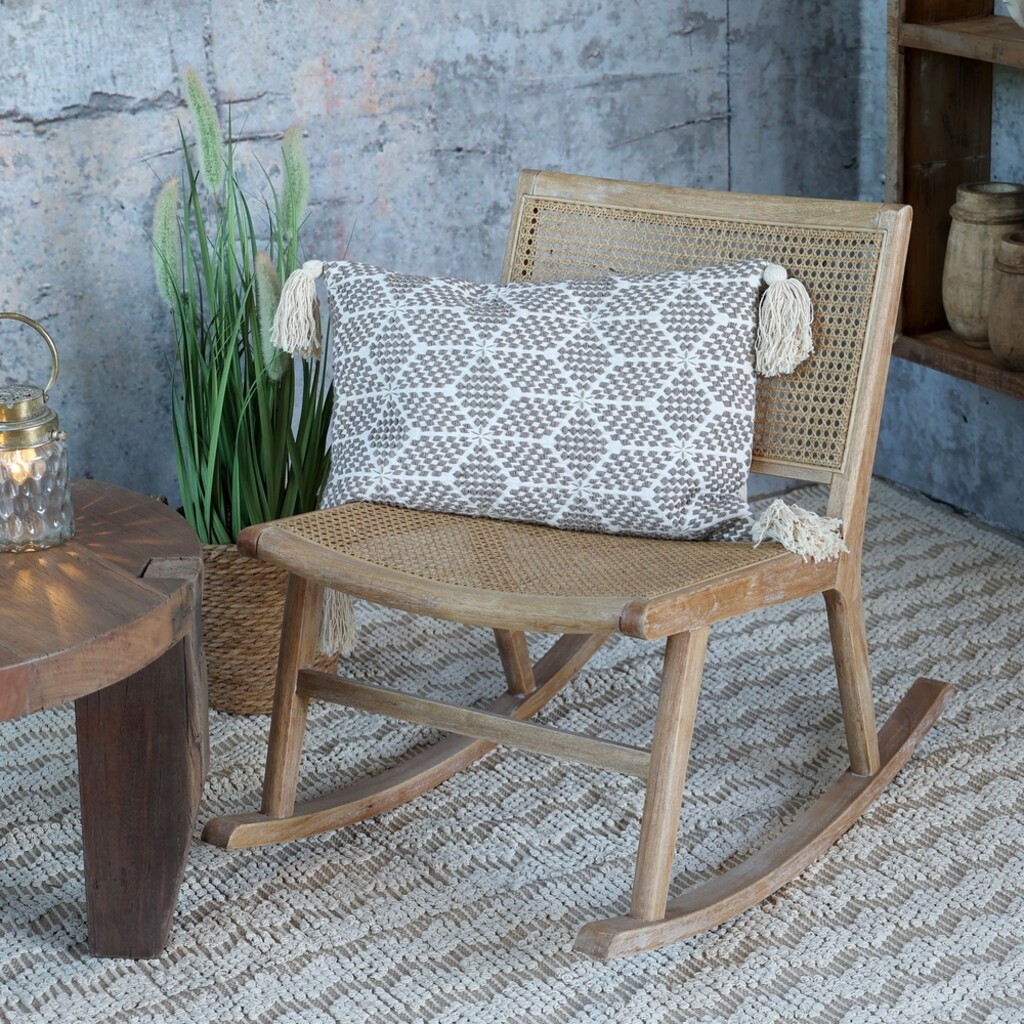 Chic Antique Brocante Schaukelstuhl aus Rattan & Gummibaum