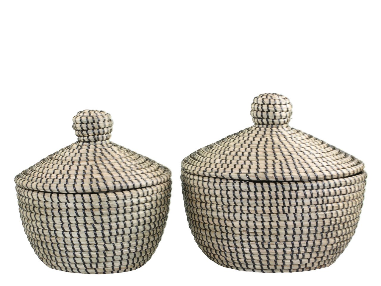 Seegras Körbe mit Deckel 2er