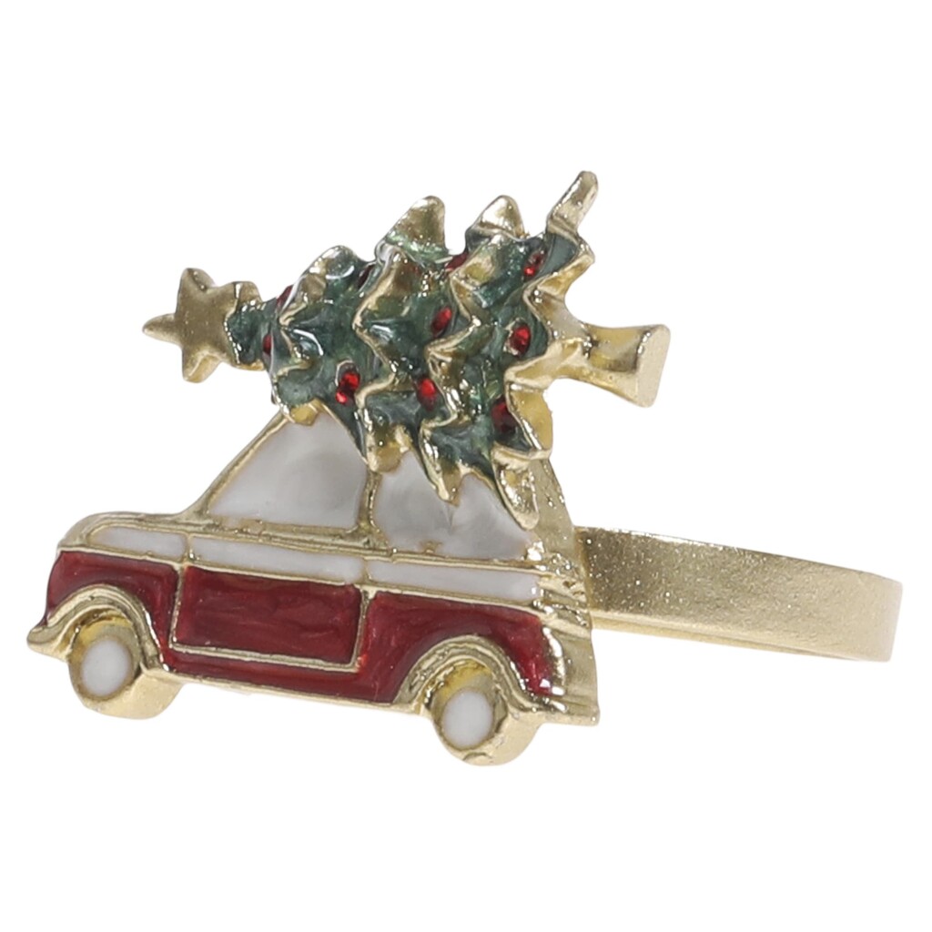 Chic Antique Serviettenring mit Auto und Weihnachtsbaum Preview Image