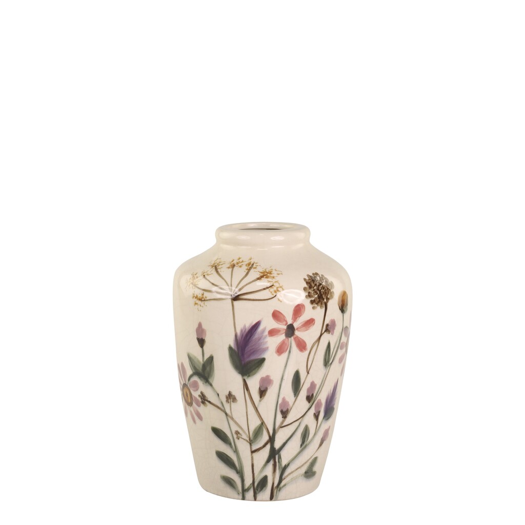 Steingut Vase mit Blumenmotiv
