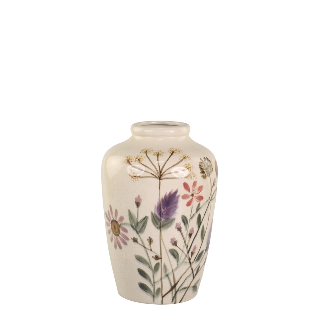 Chic Antique Steingut Vase mit Blumenmotiv Preview Image