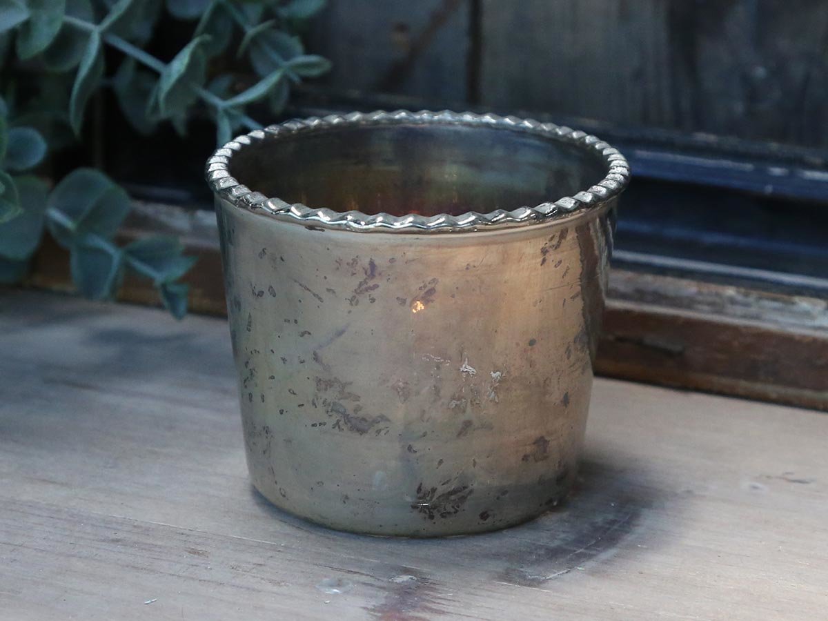 Chic Antique Teelichthalter mit Spitzenkante antik silber Preview Image