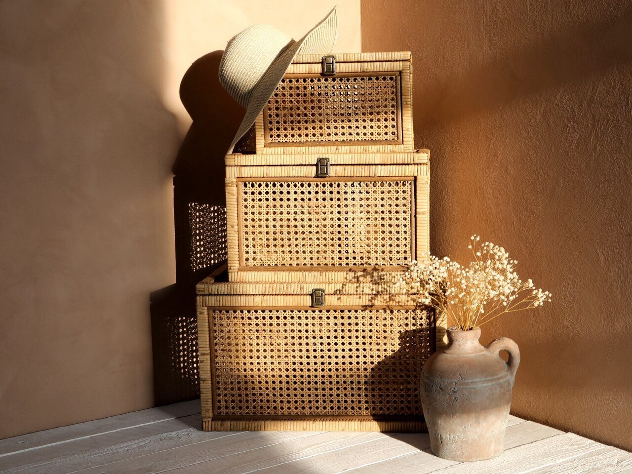 Chic Antique Truhe in französischem Geflecht 3er Set Preview Image