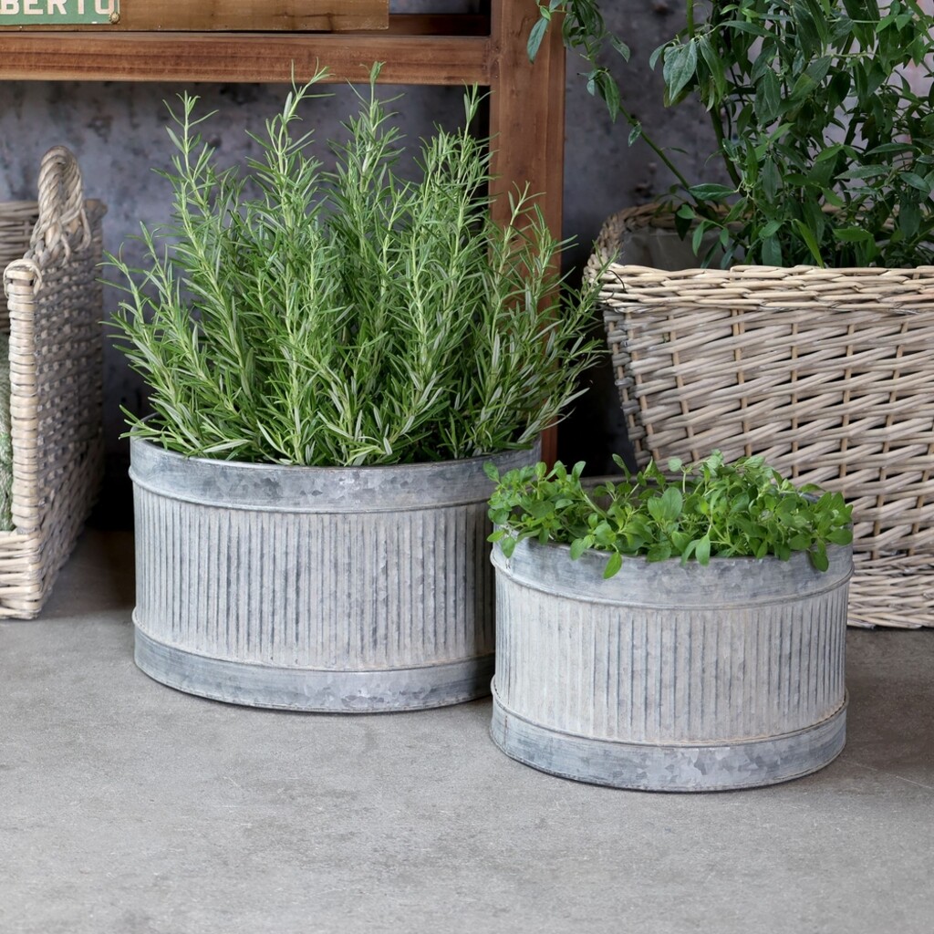 Chic Antique Übertopf mit Rillen - 2er Set online kaufen bei SKANDEKO (Ansicht 2)