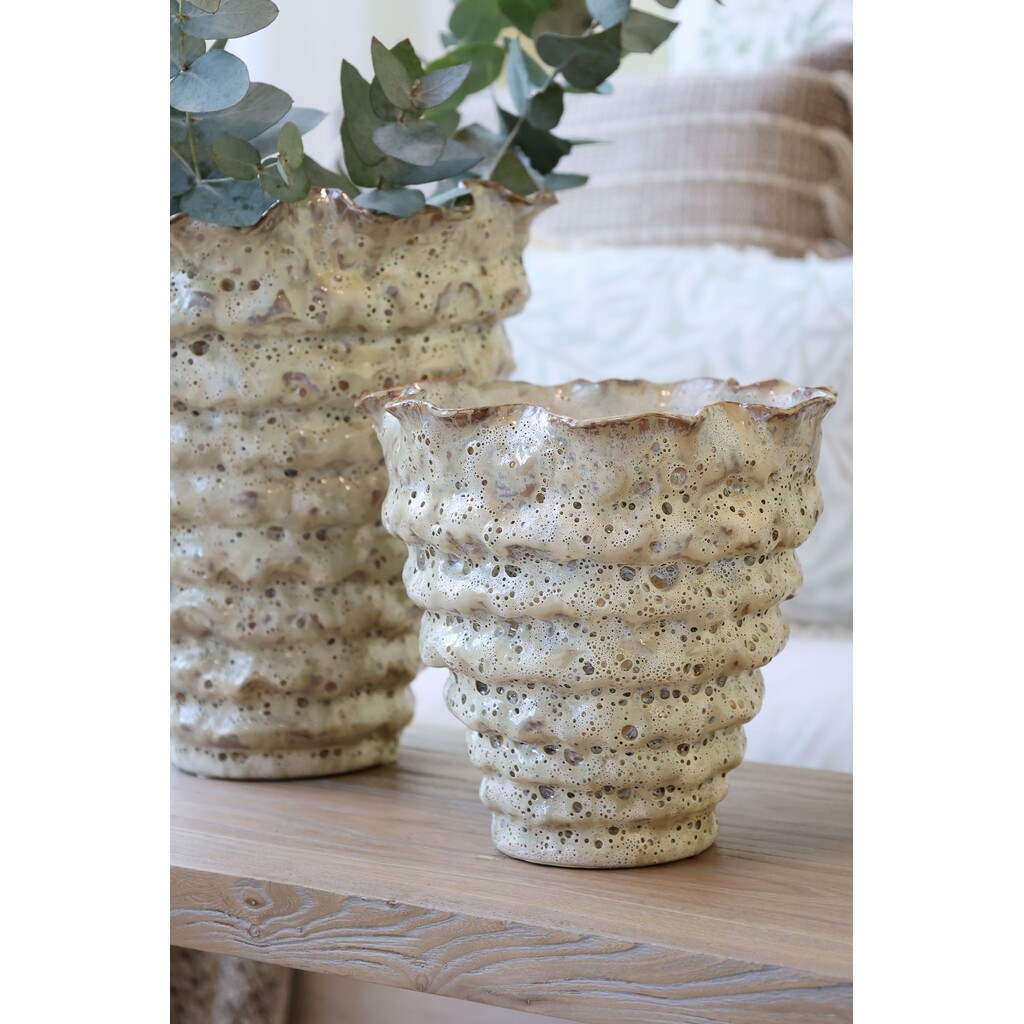 Vase mit Rillen aus Steingut