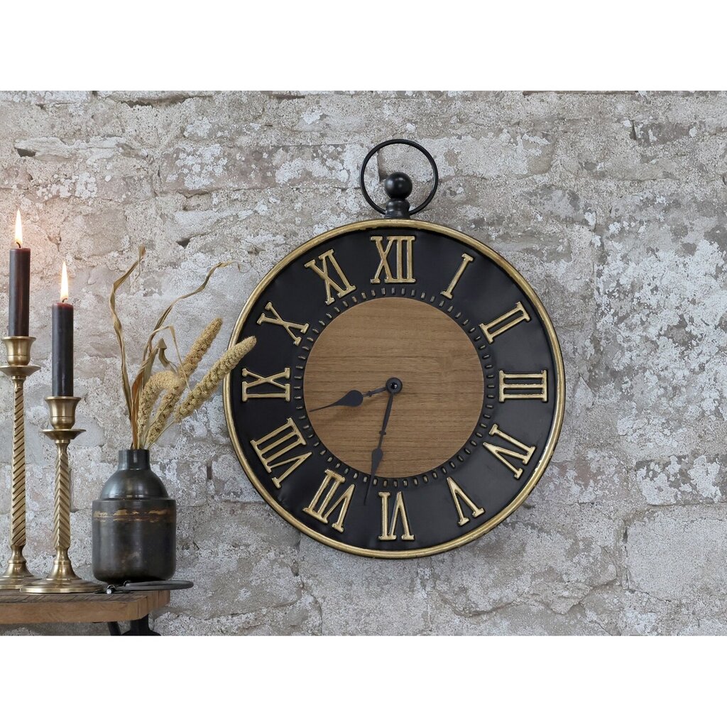 Wanduhr antik schwarz, messingfarben