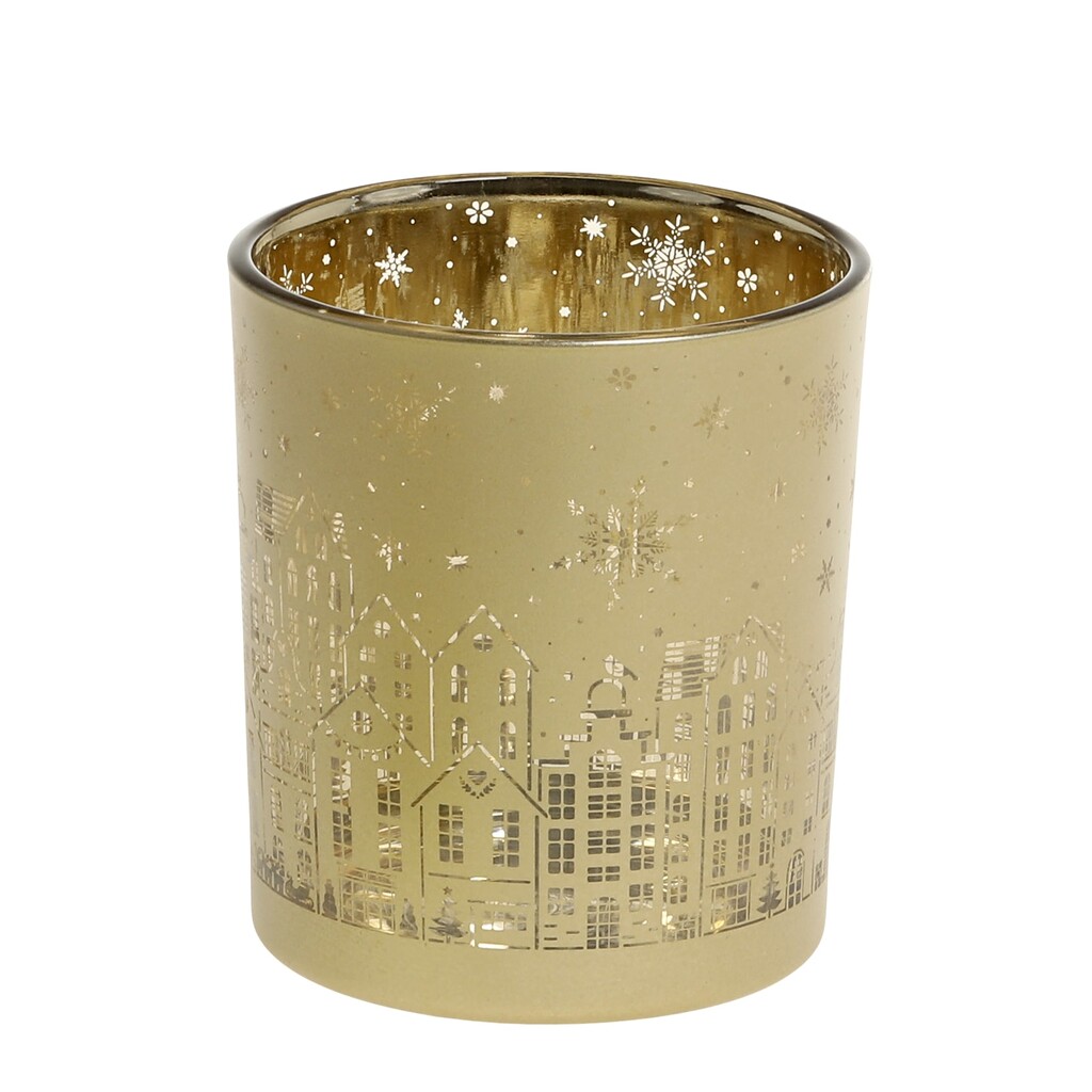 Weihnachtlicher Goldener Teelichthalter mit Muster