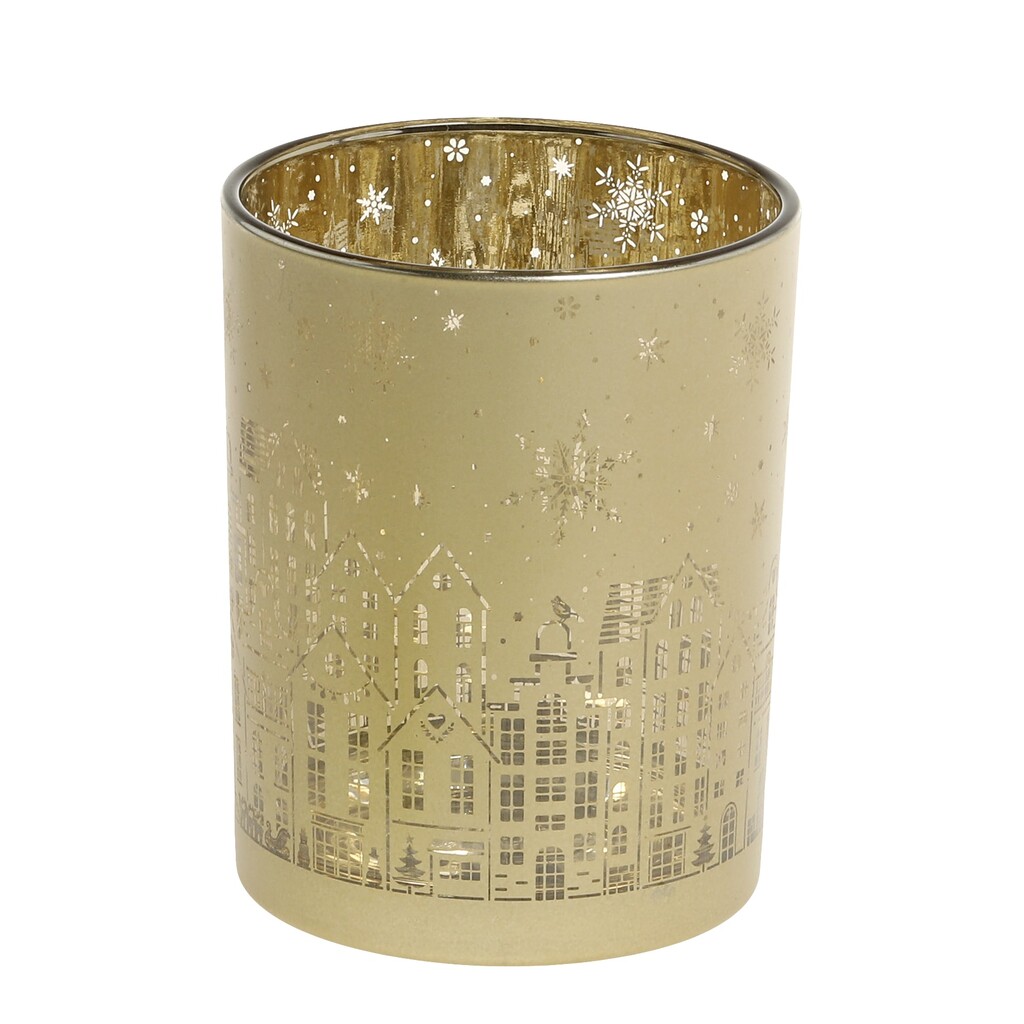 Weihnachtlicher Goldener Teelichthalter mit Muster