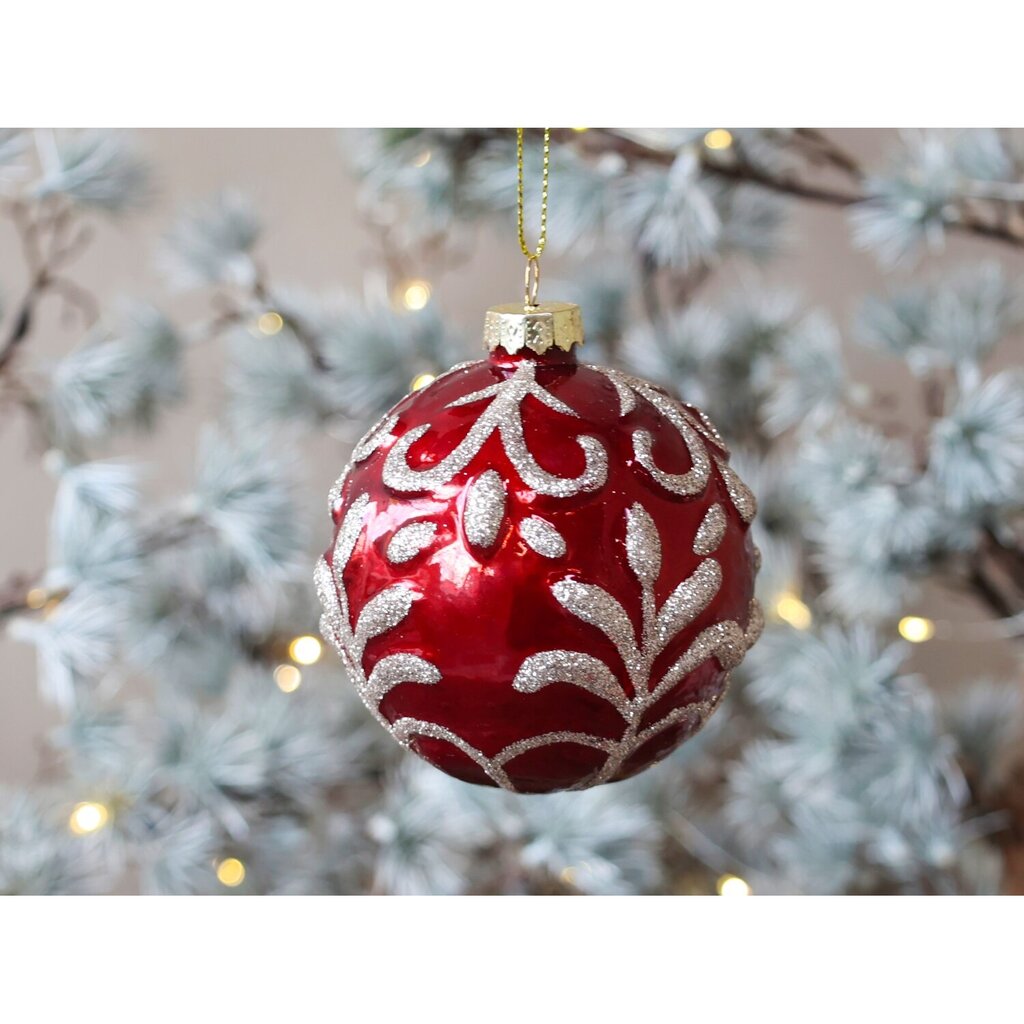 Weihnachtskugel mit Glitzer, rot