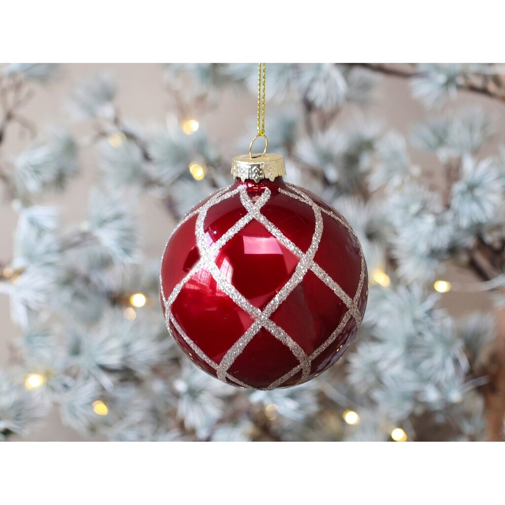 Weihnachtskugel mit Glitzer, rot