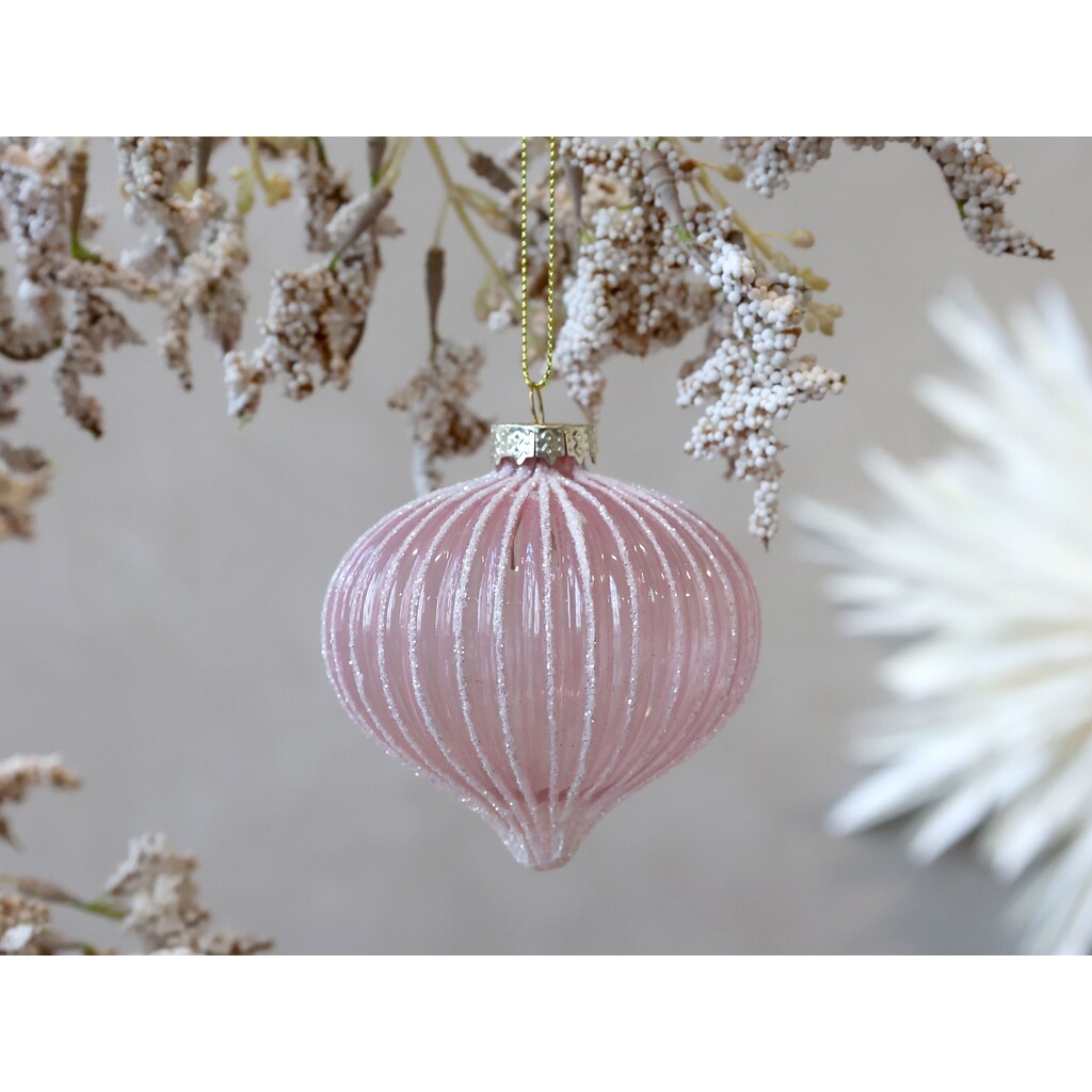 Weihnachtskugel Rosa Tropfenform