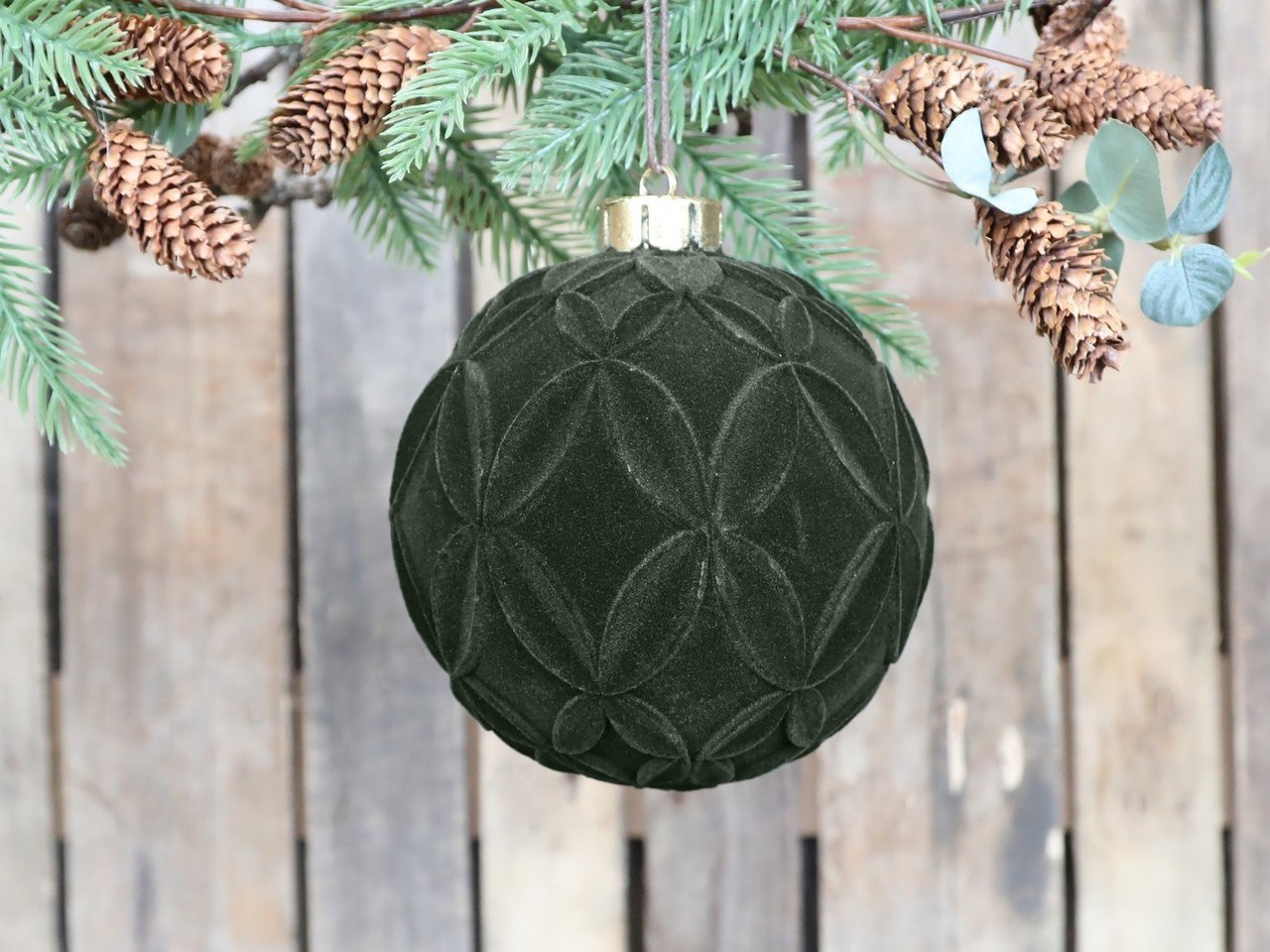 Chic Antique Weihnachtskugel Velours mit Muster Preview Image