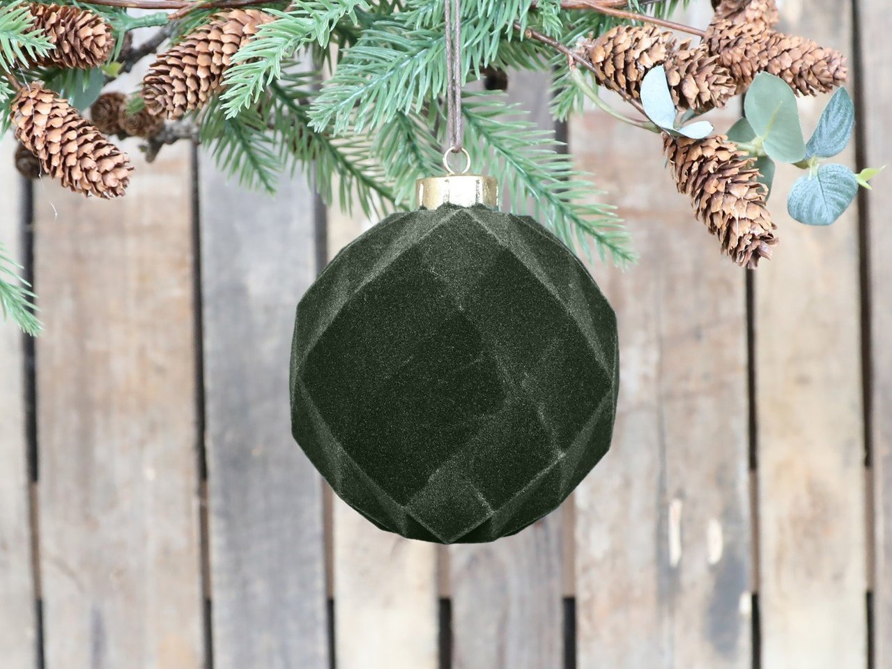 Chic Antique Weihnachtskugel Velours mit Rautenmuster Preview Image