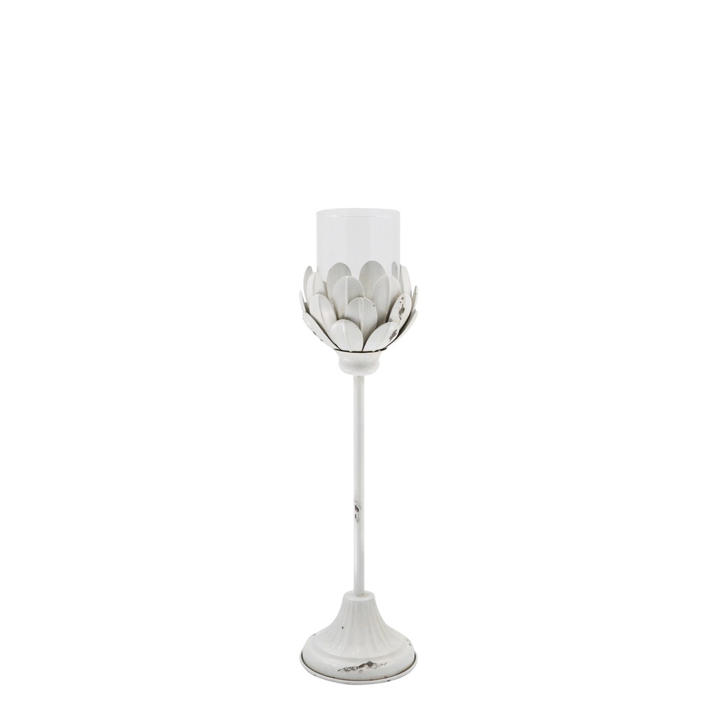 Chic Antique Weißes Vintage Windlicht auf Fuß Preview Image