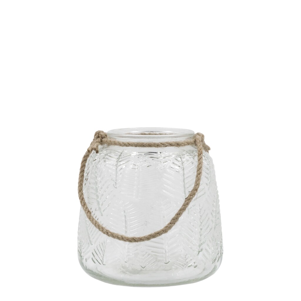 Windlicht aus Glas mit Blattmuster