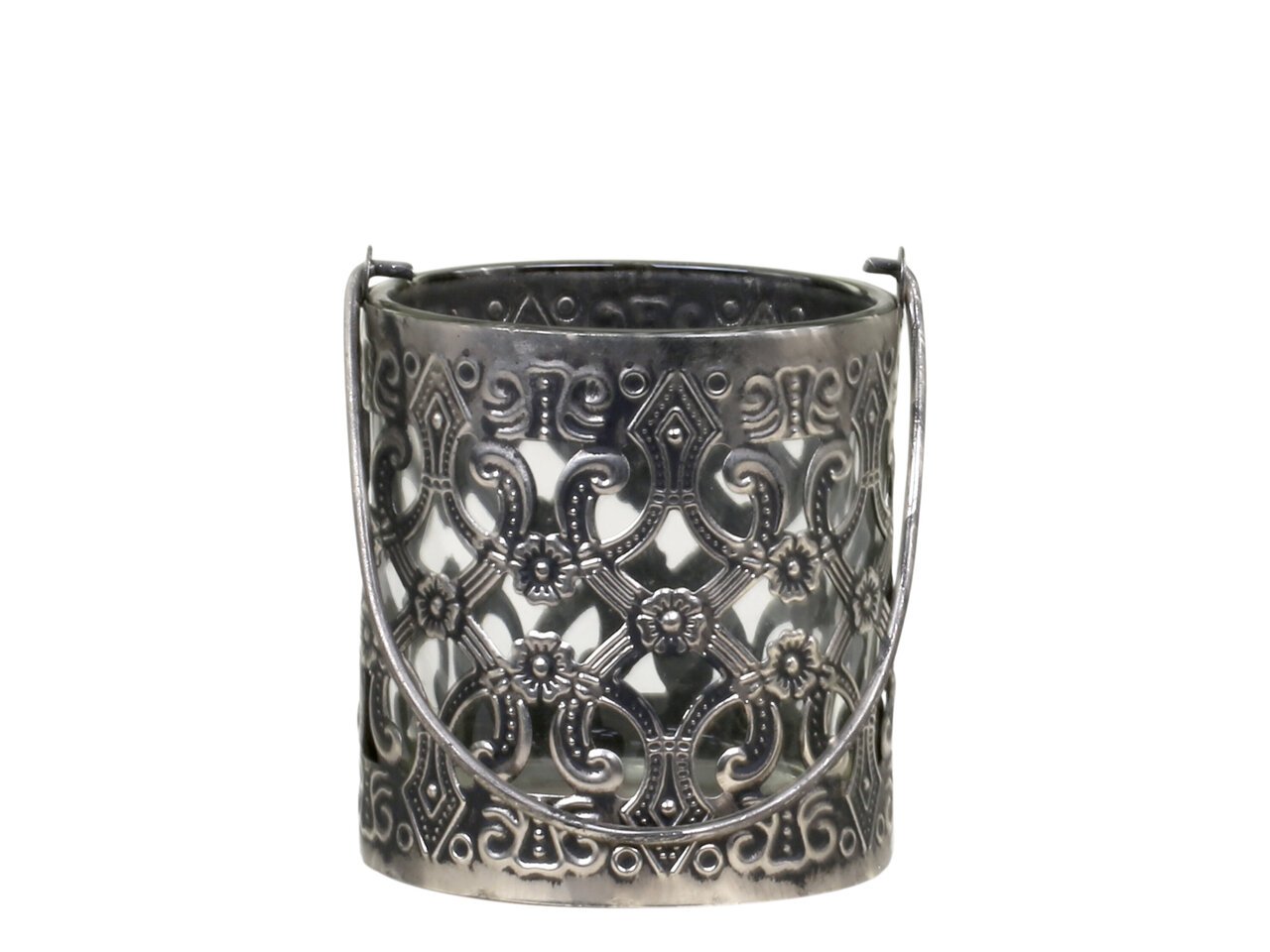 Windlicht mit Henkel und royalem Muster